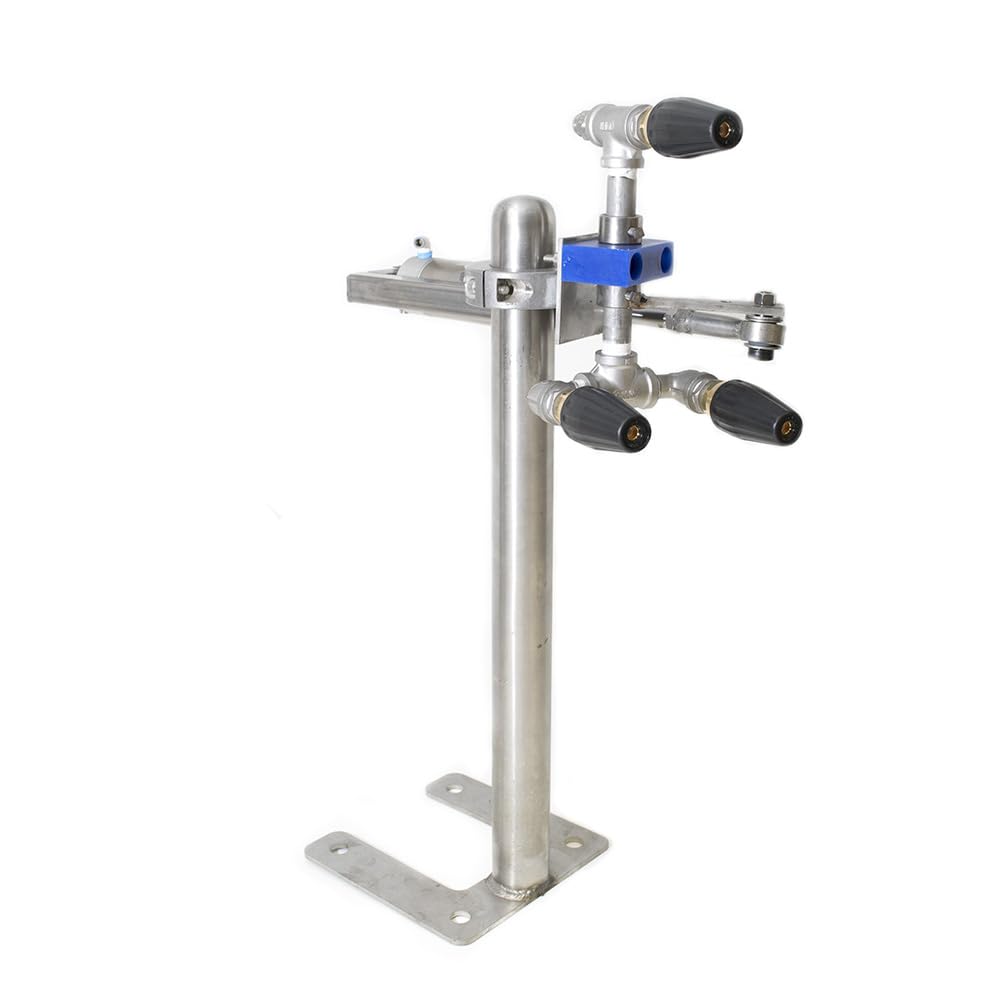 Car Wash Flipping/Pivoting Wheel Blaster Single Unit with Nozzles Stainless Steel