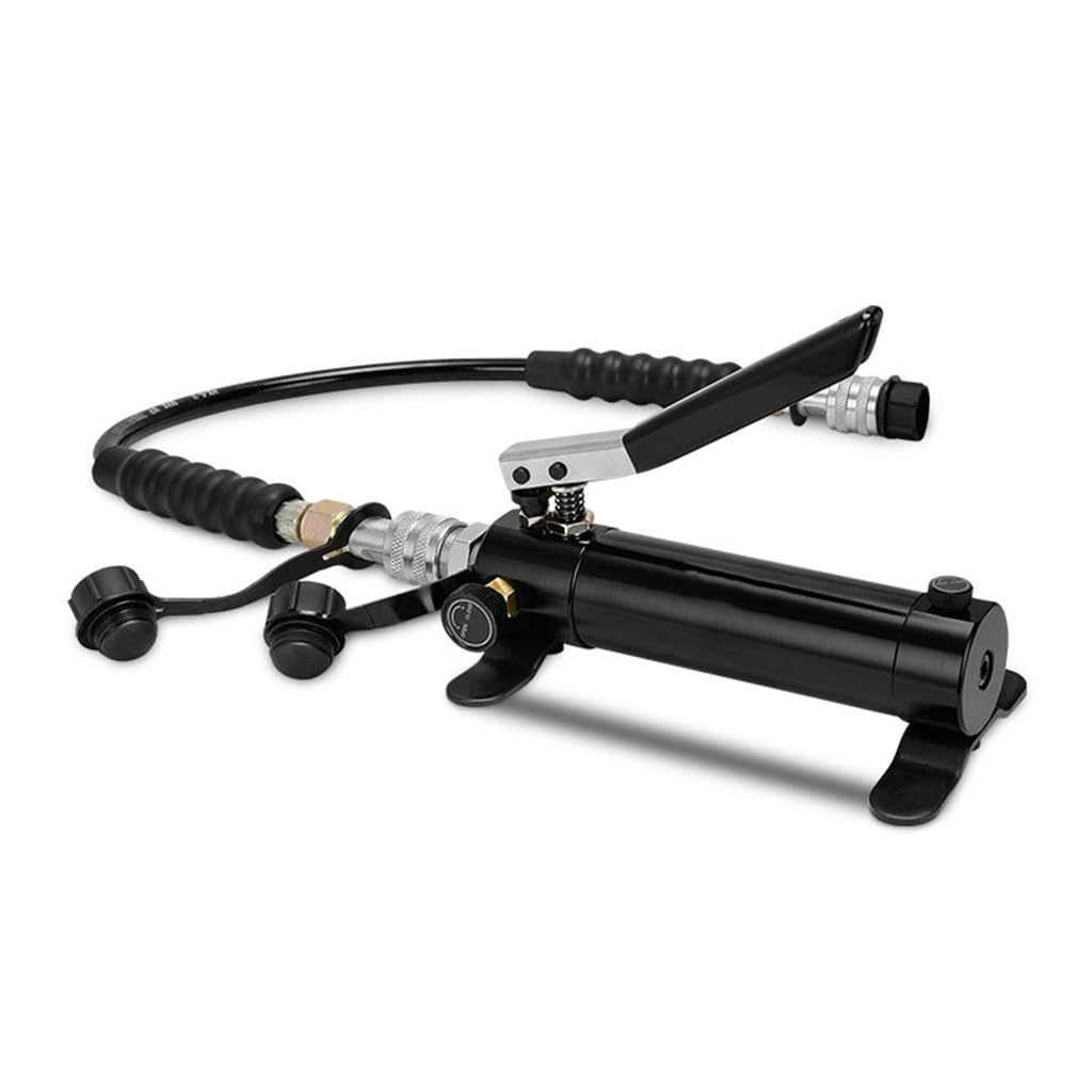 Manual Hydraulic Pump,Power Pack Hydraulic Lifting Pump Aluminum Hydraulic Lift Pump, 10000psi Hand Pump with 70cm Hose, 175cc Oil Capacity, Adjustable Oil Return Valve(Standard+Gauge)