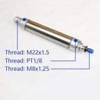 -Air Cylinder 25-500mm Stroke MA20 Series Stainless Steel Mini Air Pneumatic Cylinder Double Acting Pneumatic Piston(MA20X25,Cylinder and SDB)