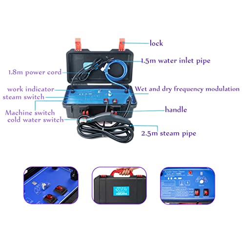 High Pressure Portable Steam Cleaner, 1700W/3000W Handheld High Temp Cleaning Machine, Tankless Heavy Duty for Kitchen, Bathroom, Car Detailing & Furniture Care, 220V