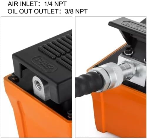 10000 Psi 2.3L Pneumatic Hydraulic Foot Pump with Flexible Hose and Adjustable Pressure Spray Gun 700kg/cm² Range 0.7 to 1 Durable Design for Lifting, Spost