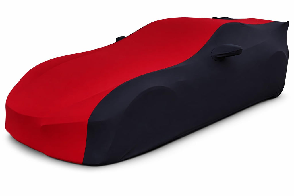 SR1 Performance USA C8 Corvette Indoor Car Cover – Custom Fit Stretch Satin Ultraguard, Soft Paint Protection Against Dust & Scratches for 2020–2026 Stingray, Z51, Z06, E-Ray (Gray/Black)