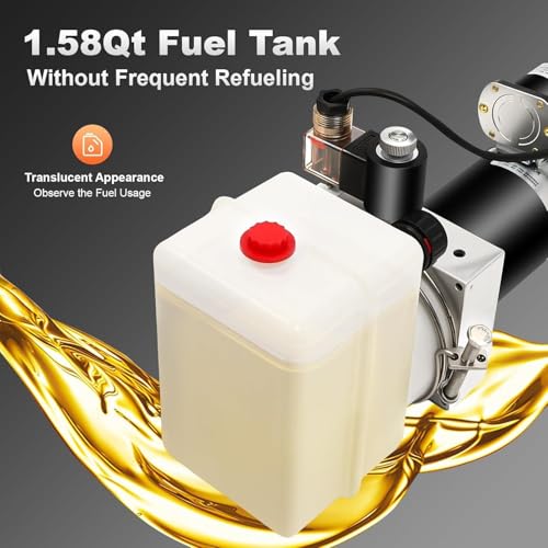 Electric Hydraulic Pump,0.5KW 24V DC Hydraulic Power Unit,2L Dump Trailer Fluids Power Pump w/Remote Control,Pump Output: 0.26cc/r,for Dump Truck Car Lifting