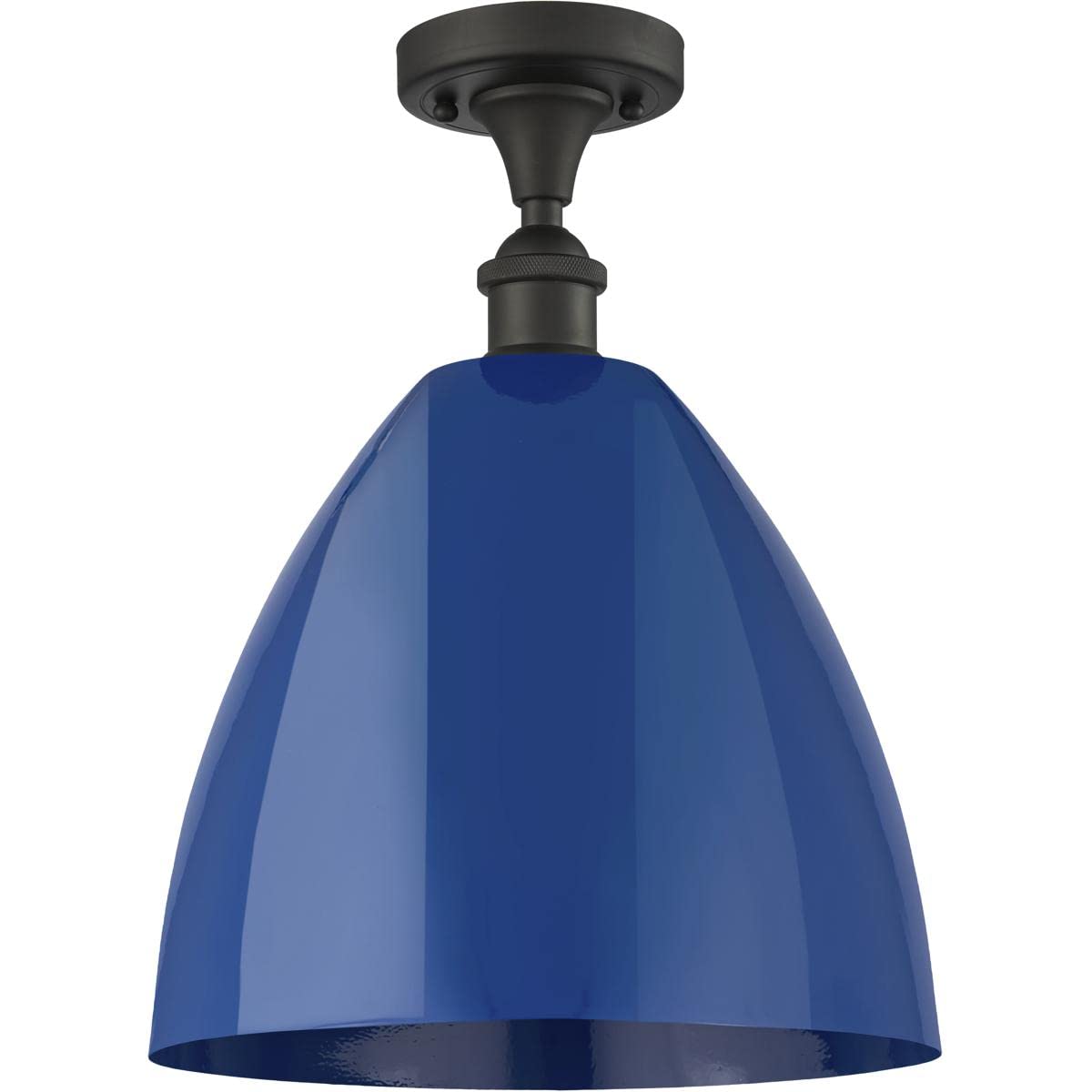 Innovations Lighting 516-1C-BB-MBD-12-GR Plymouth Dome - 1 Light Semi-Flush Mount in Industrial Style-14.75 Inches Tall and 12 Inches Wide, Finish Color: Brushed Brass, Shade Color: Green