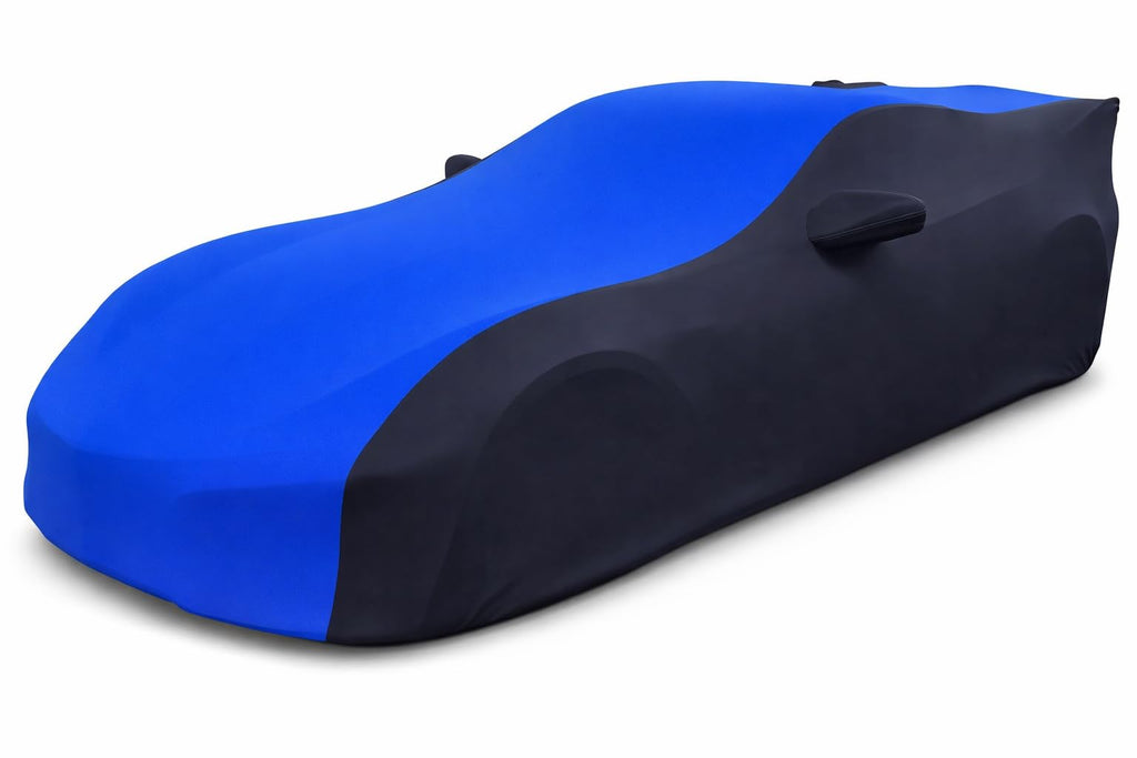 SR1 Performance USA C8 Corvette Indoor Car Cover – Custom Fit Stretch Satin Ultraguard, Soft Paint Protection Against Dust & Scratches for 2020–2026 Stingray, Z51, Z06, E-Ray (Gray/Black)