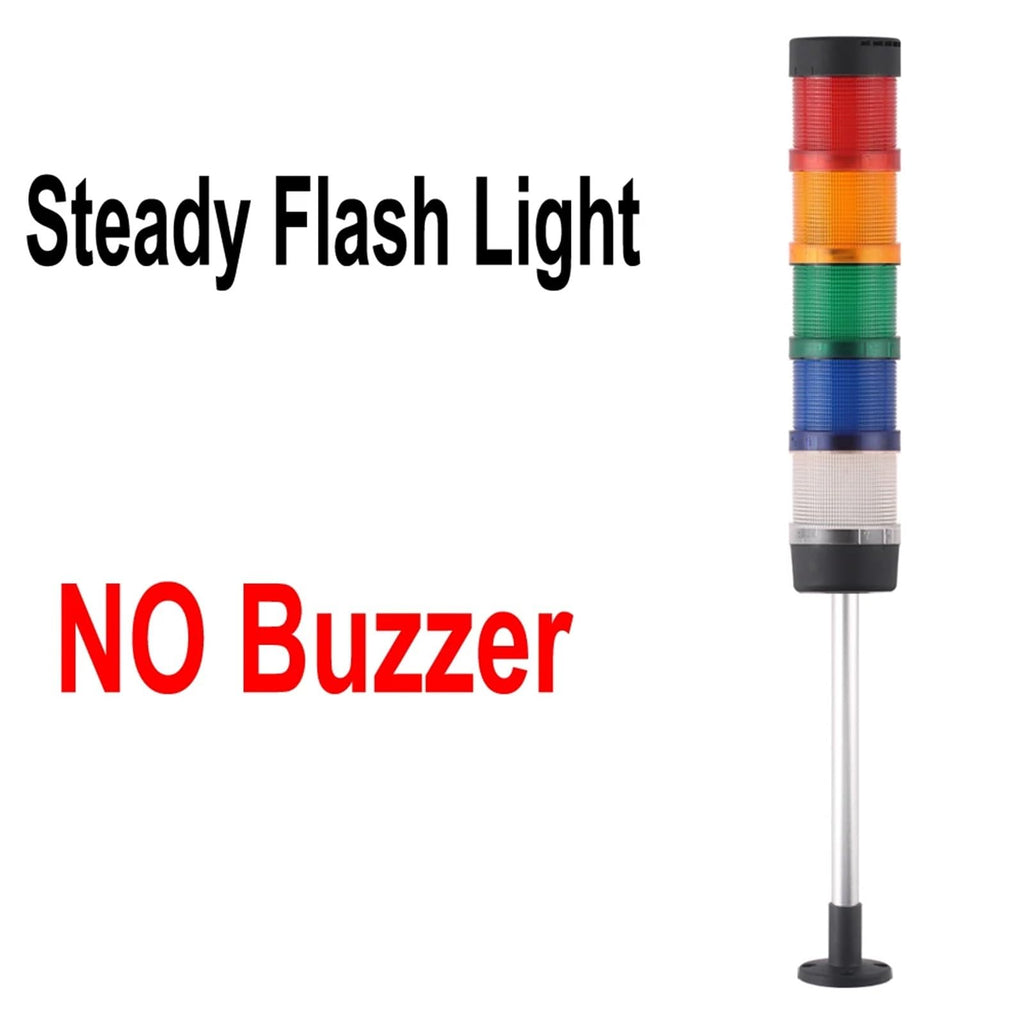 1pcs 70mm Signal Alarm Caution Indicator Industrial Stack Tower Warning Light Steady/Flash/Rotary Lamp LED for Machine 24V220V Buzzer(5 Layer,DC 12V)