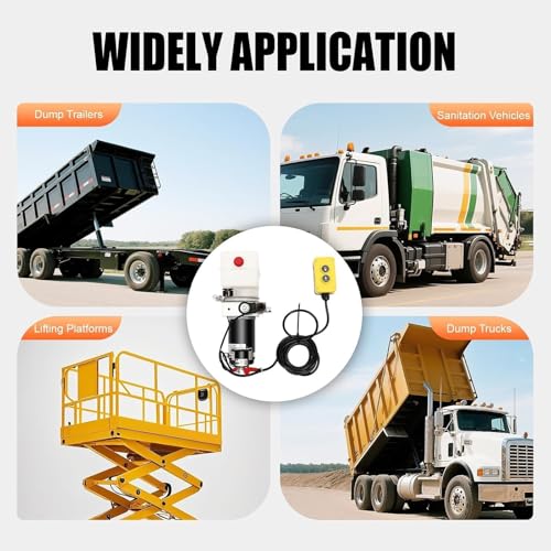 Electric Hydraulic Pump,0.5KW 24V DC Hydraulic Power Unit,2L Dump Trailer Fluids Power Pump w/Remote Control,Pump Output: 0.26cc/r,for Dump Truck Car Lifting