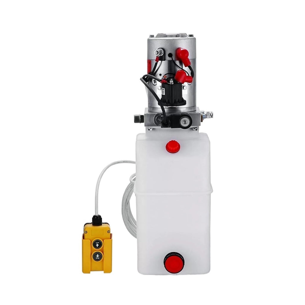 12V 8 Quart Car Lift Hydraulic Plastic Pump Power Supply Unit Single Acting for Dump Traile Quickly and Efficiently