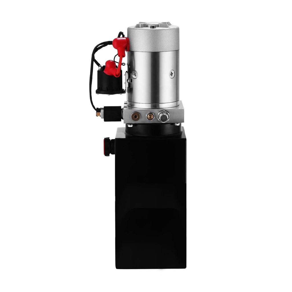 DOLUNTO 12V 4/6/8/10 Quart Iron Single Acting Hydraulic Pump Dump Trailer Lifting(8 Quarts)