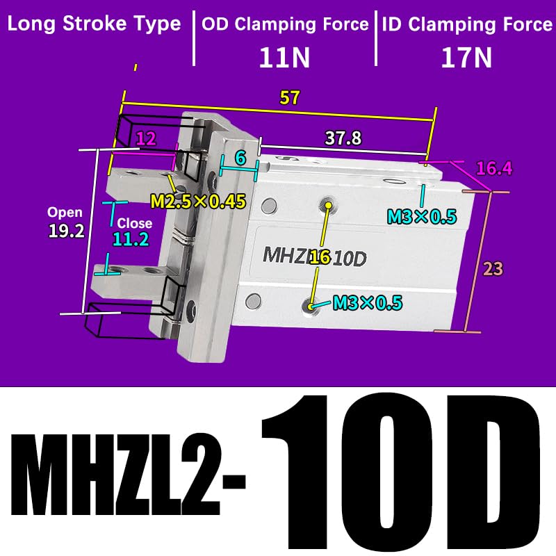 MHZ2 Pneumatic Finger Cylinder Parallel Gripper Manipulator Fixture 10D 16D 20D 25D 32D 40D(MHZL2-10D)