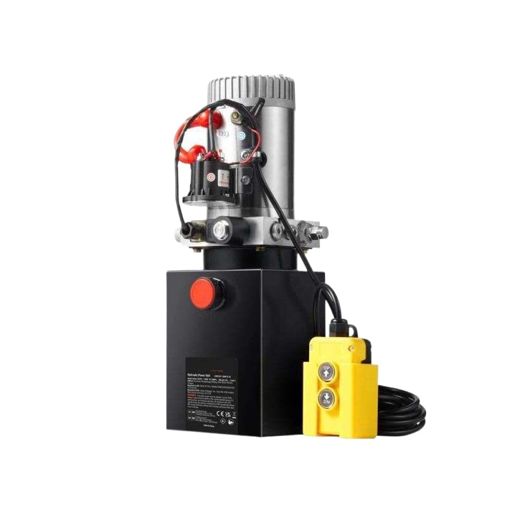 Universal Fit Compatible With Hydraulic Pump 4/10/20 Quart Hydraulic Power Unit Single Acting Dump Trailer Pump DC 12V Hydraulic Pump For Car Lifting Aftermarket Replacement(Double Dump 10 Quart)