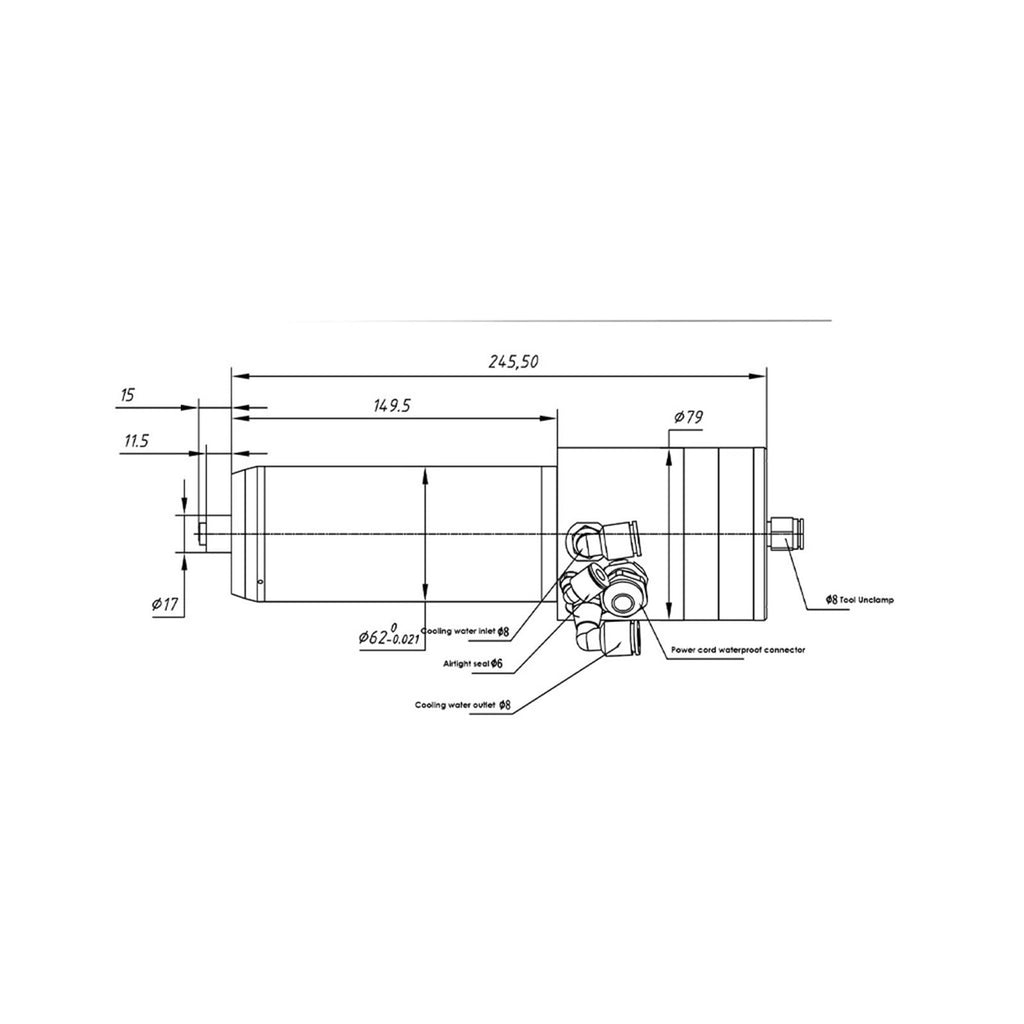 1.8kW 220V ATC Water Cooled Spindle Motor Automatic Tool Change 10000-60000rpm 3.175mm, 4mm, 6mm(4mm)