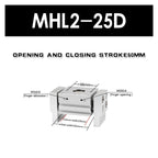 Wide Type Pneumatic Finger Clamping MHL2-10 of 16 d/d/d / 20 d/d / 32 Large Diameter 40 d1 / d2 Pneumatic Rich Type Cylinder(MHL2-25D)