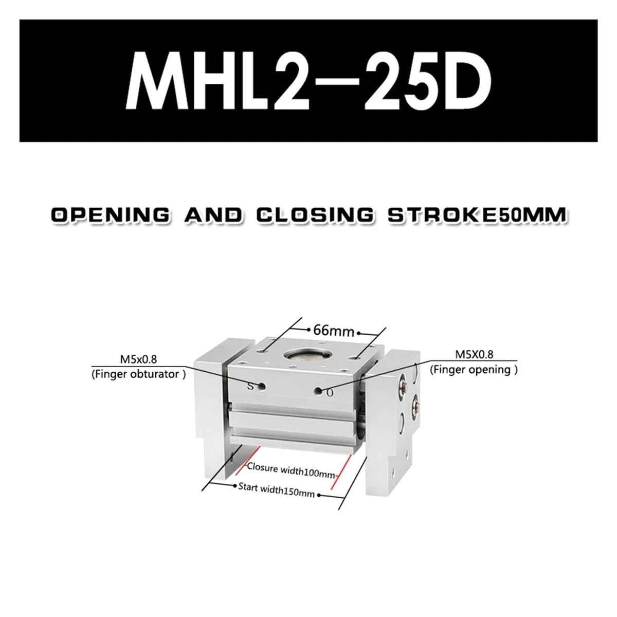 Wide Type Pneumatic Finger Clamping MHL2-10 of 16 d/d/d / 20 d/d / 32 Large Diameter 40 d1 / d2 Pneumatic Rich Type Cylinder(MHL2-25D)