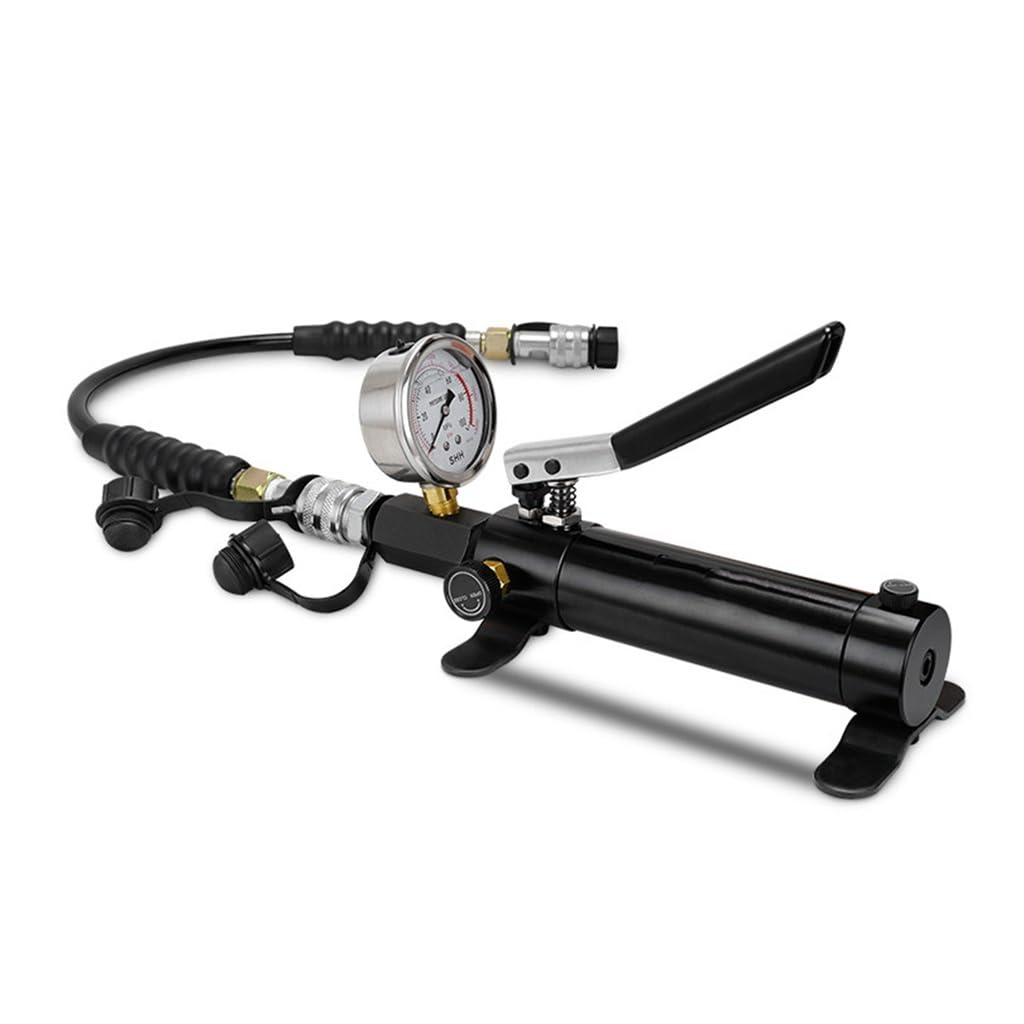 Manual Hydraulic Pump,Power Pack Hydraulic Lifting Pump Aluminum Hydraulic Lift Pump, 10000psi Hand Pump with 70cm Hose, 175cc Oil Capacity, Adjustable Oil Return Valve(Standard+Gauge)