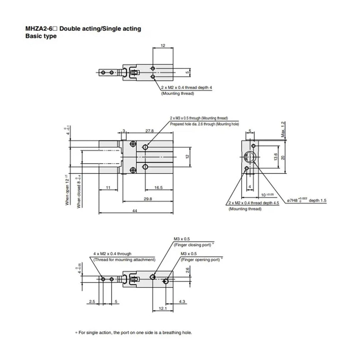 Parallel Type Air Gripper MHZA2 MHZAJ2-6D -6D1-6D2-6D3-6S -6S1-6S3-6C -6C2-6H -6M -6K(MHZAJ2-6K)