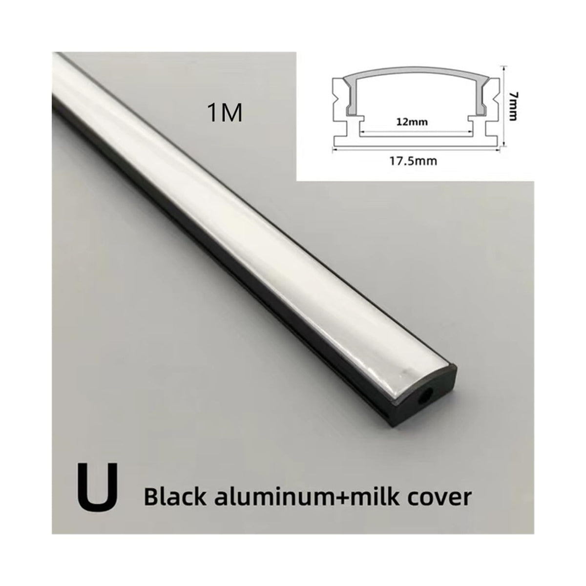 10-50pcs 1M U/V Black Shape Corner Aluminium Profile LED Channel