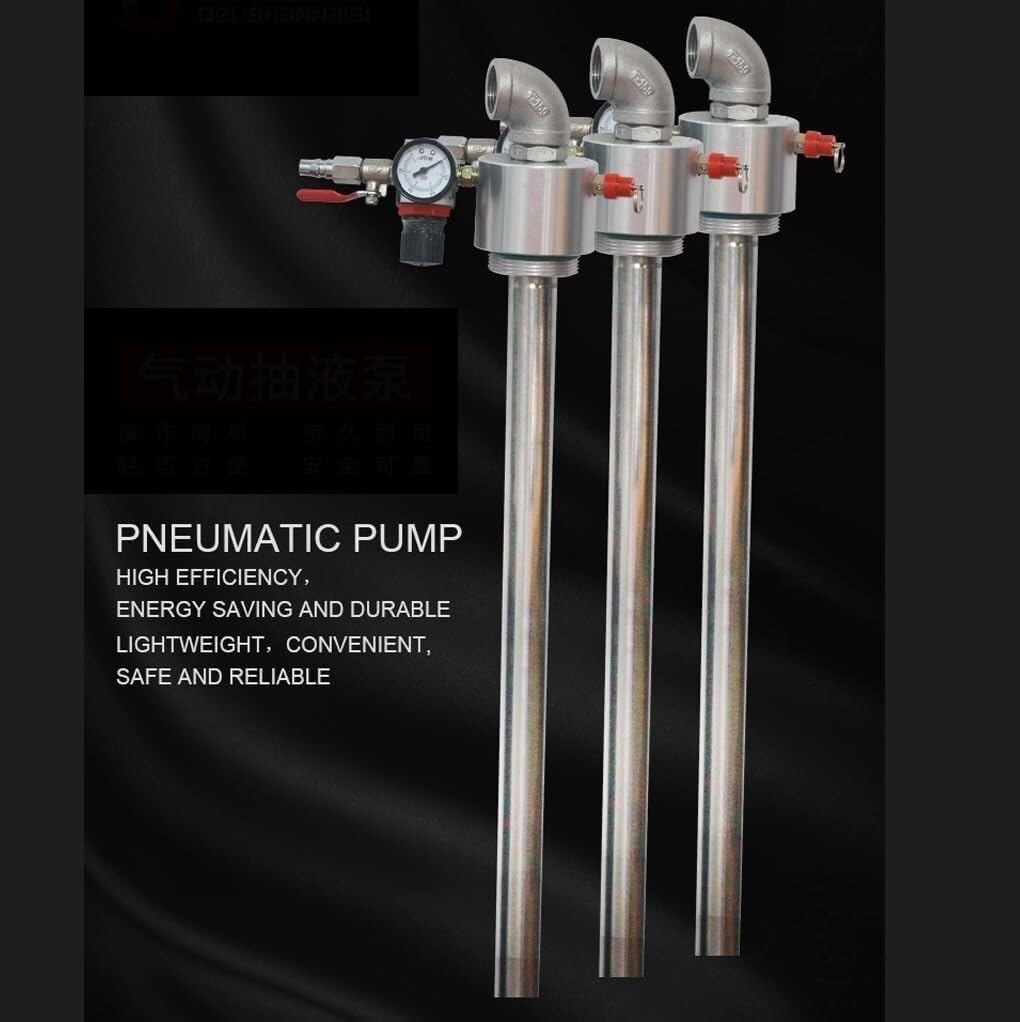 Upgrade Stainless Steel Pneumatic Drum Pump - 10-70L/min Multi-Fluid Transfer w/Pressure Gauge & Safety Valve, Industrial Grade for Water/Engine/Hydraulic/Gear Oil