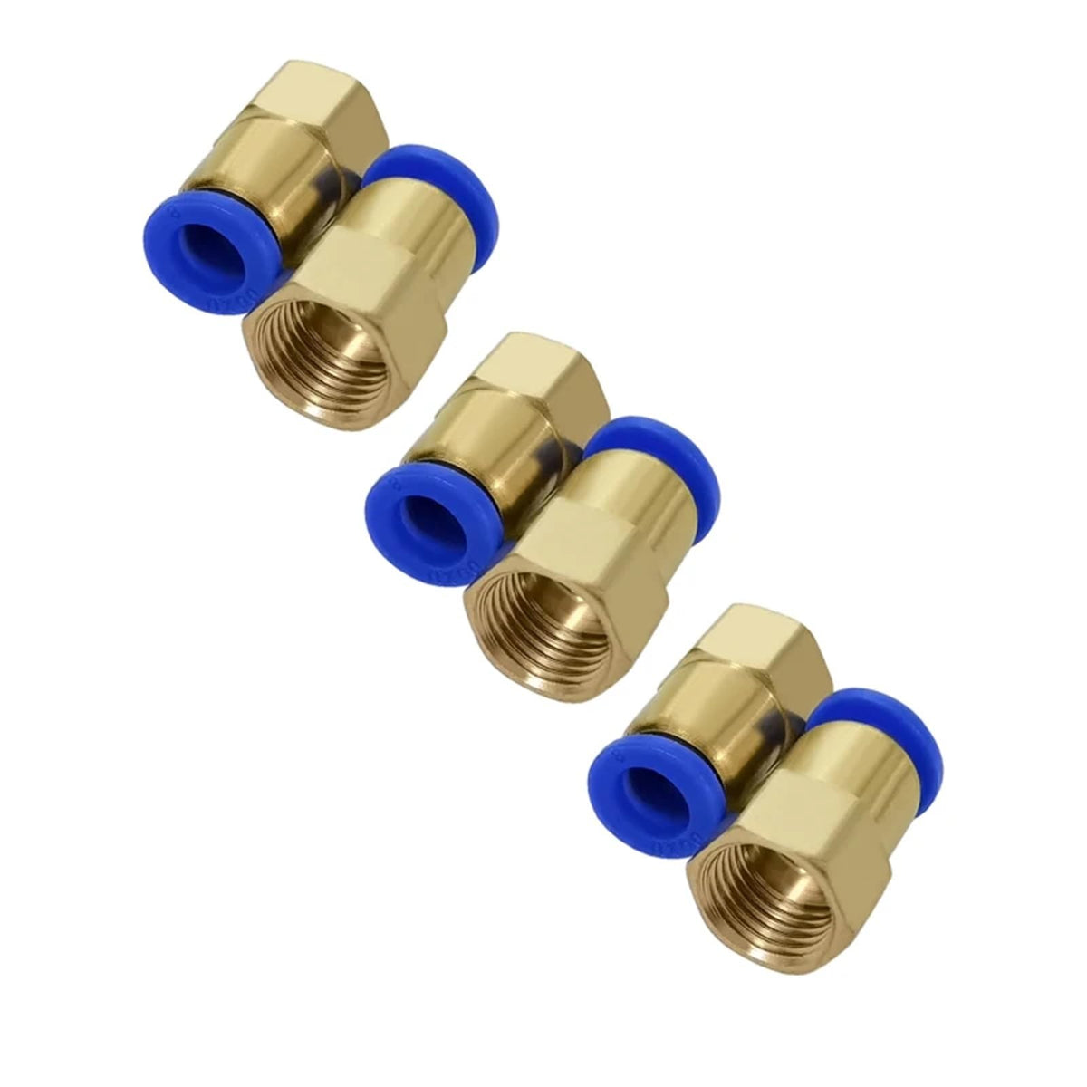 100PCS PCF8-02, 1/4" PT Female Thread 8mm Push In Joint Pneumatic Quick Fittings