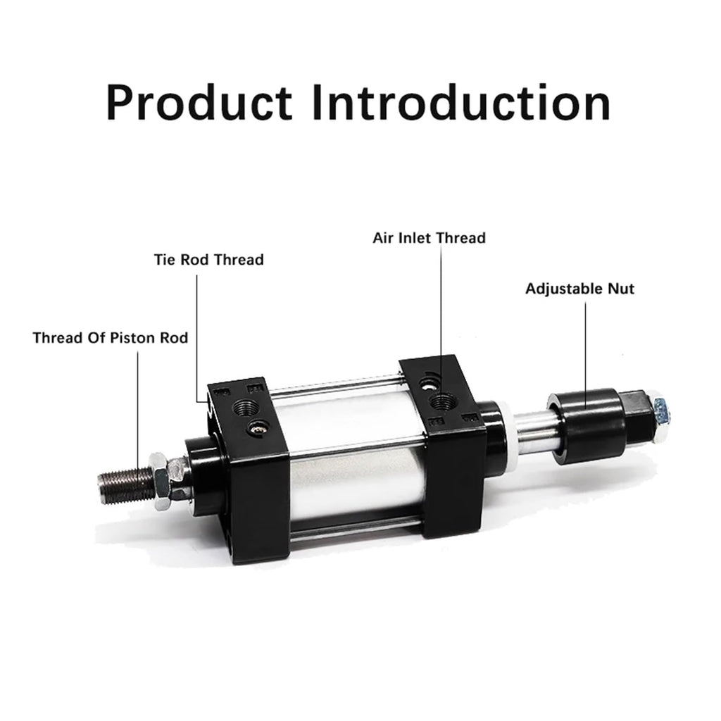 SCJ32 40 50 63 80 100 125mm Bore Adjustable Stroke Aluminum Alloy Double Acting Piston Tools Pneumatic Cylinder(Bore 40mm)