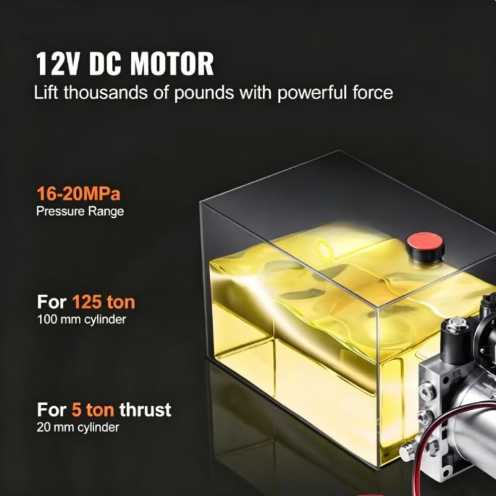 Hydraulic Pump 4/10/20 Quart Hydraulic Power Unit Trailer Pump 12V Hydraulic Pump
