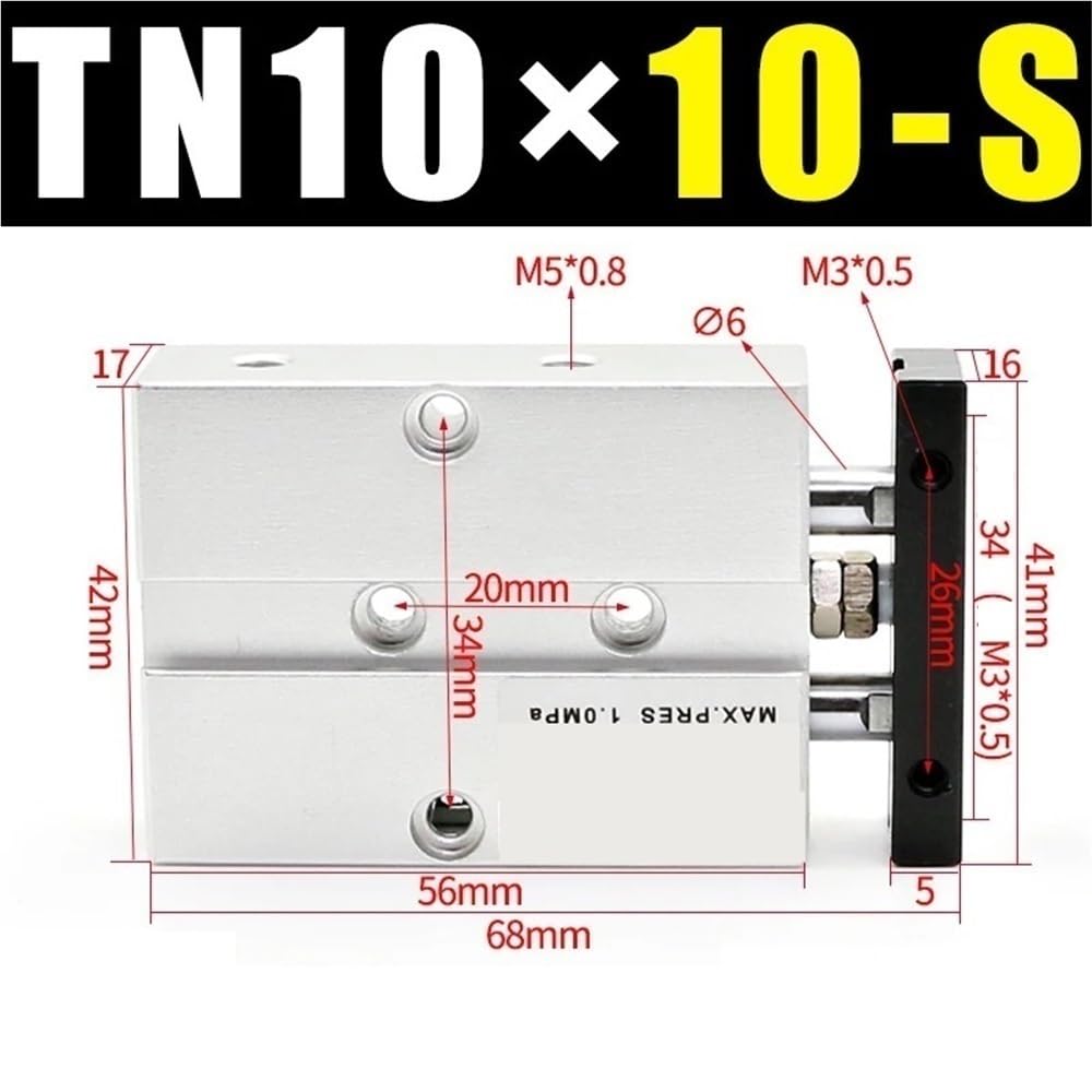 1pc Dual Axis Double Output Pneumatic Accessorie, Guide Rod Type Double Guide Cylinder TN10 Model(10x10mm)