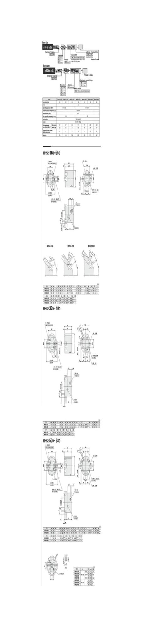 1PCS Finger cylinders Pneumatic Component air Clamping Cylinder MHT2/MHS/MHL2/MHF2(40D)