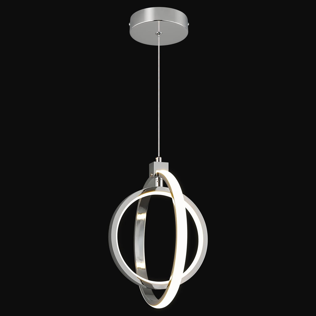 Modern LED Chandelier Chrome Rectangular Pendant Light Fixtures 4000K 20W Dimmable Height Adjustable Pendant Lighting for Dining Room Kitchen Island Bedroom Living Room Foyer（3-Pack）