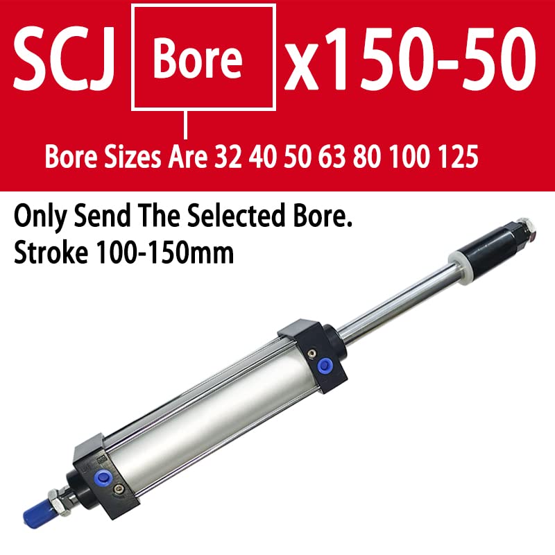 SCJ32 40 mm Bore 32mm, Bore 40mm Cylinder Adjustable Stroke Aluminum Alloy Double Acting Piston Tool Standard Air Cylinder(Stroke 150-50mm,Bore 40mm)