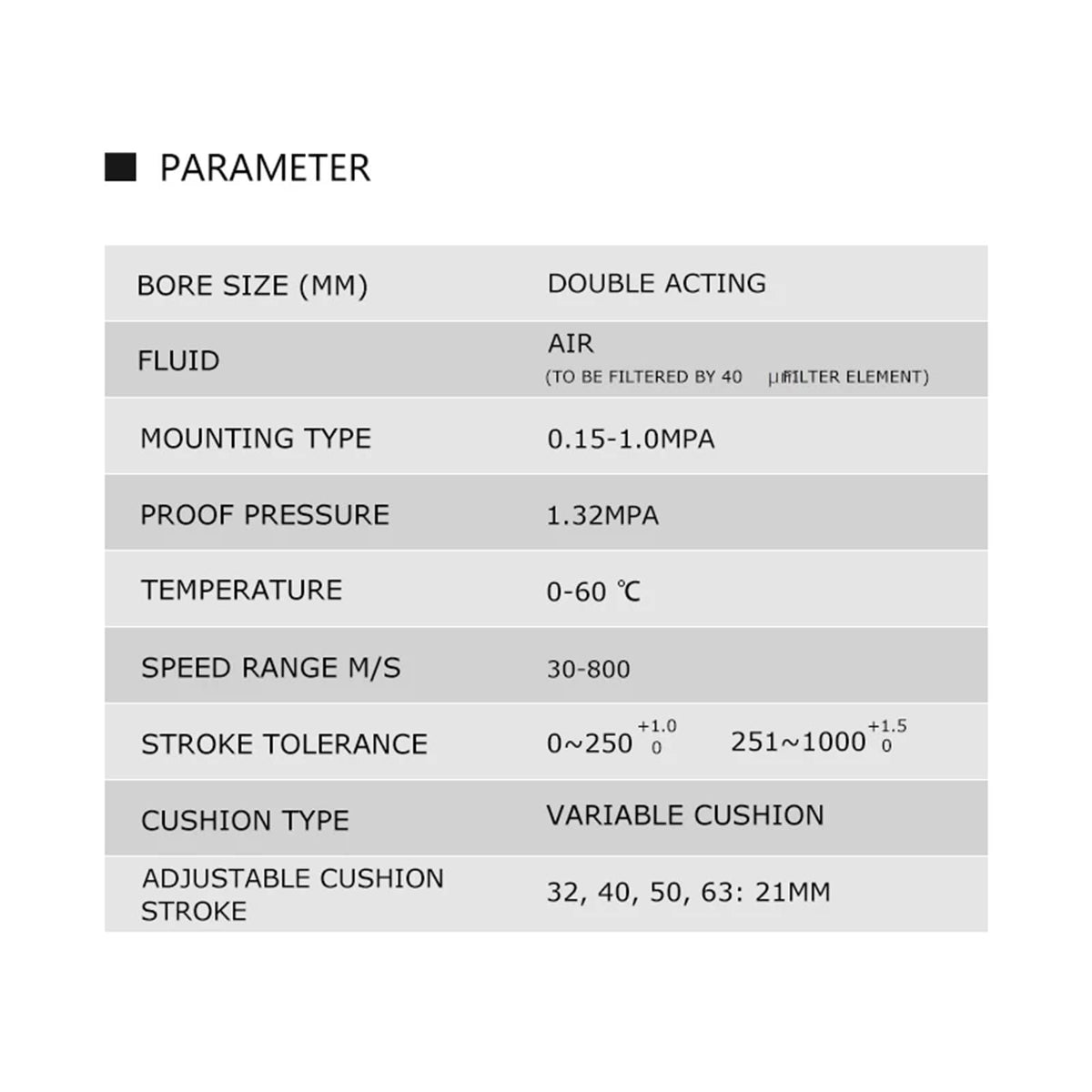 SCJ63x75-50 Standard Pneumatic Cylinder Bore 63mm Double Acting Air Cylinders Adjustable Stroke 25-75mm Large Thrust(SCJ63x75-50 and FA,with Magnet)