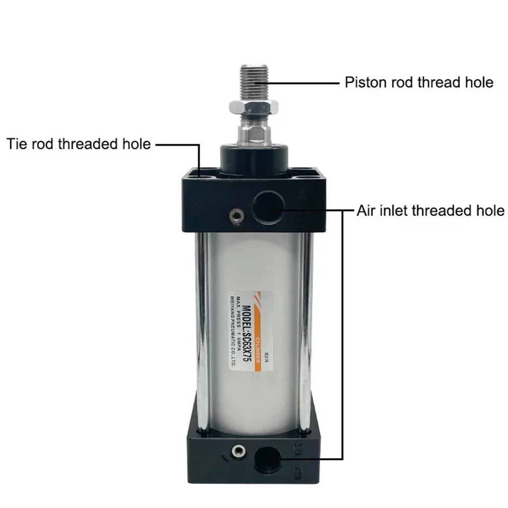 Standard SC Series Pneumatic Gas Cylinder 32/40/50/63mm Bore Big Thrust 25/50/75/100/200/300/400-1000mm Stroke Double Action(450mm Stroke,40mm Bore)