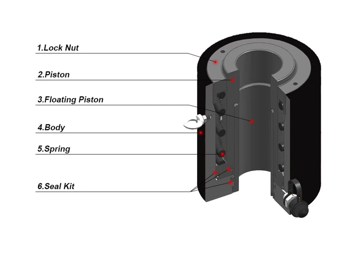 Electric Hydraulic Pump High Pressure Electric Pump, 100Ton 75mm Hydraulic Hollow Hole Cylinder Hydraulic Lifting Jack