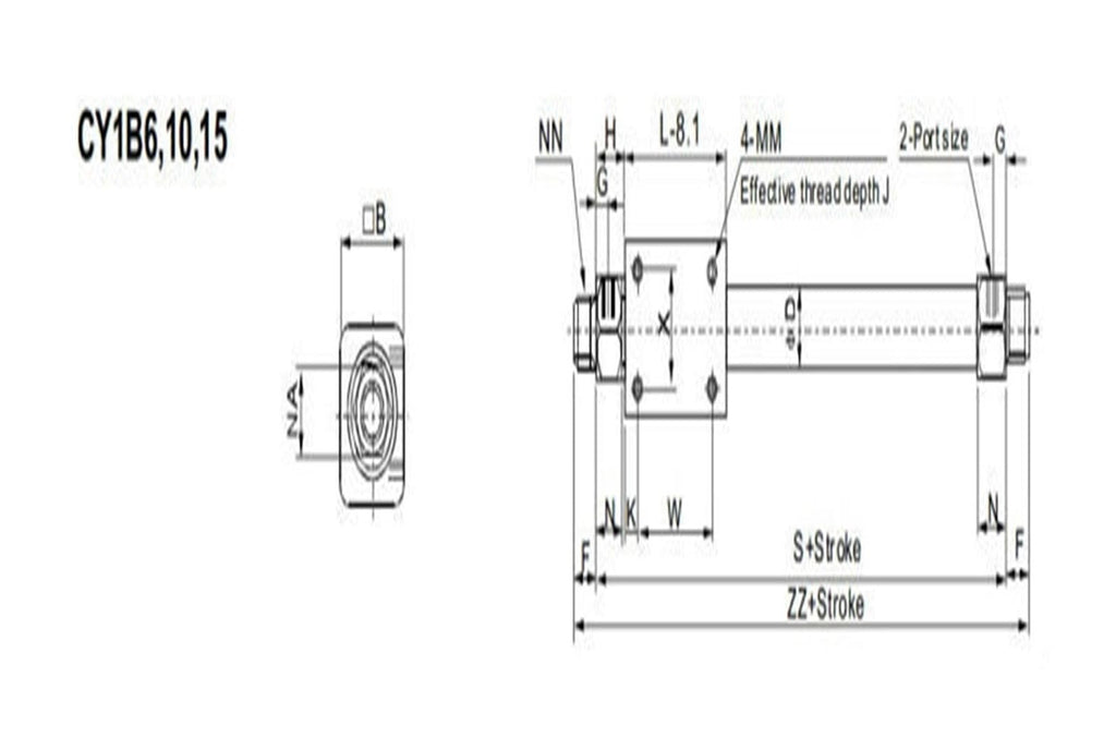 CY1B/CY3B 25MM Rodless Pneumatic Cylinder Stainless CY1B25-700 CY1B25-800 CY1B25-900 CY1B25-1000 CY1B25-1100 CY1B25-1200(CY1BCY3B 25-100)
