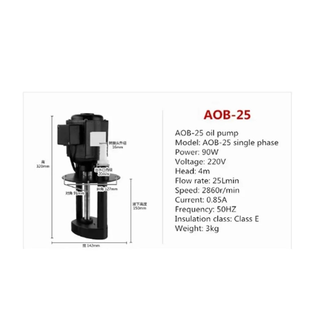 Machine Tool Oil Pump Machine Tool Cooling Water Pump 380v Single-Phase 220v Circulation Line Cutting Milling and Engraving Lathe PUM(AOB25 220V)