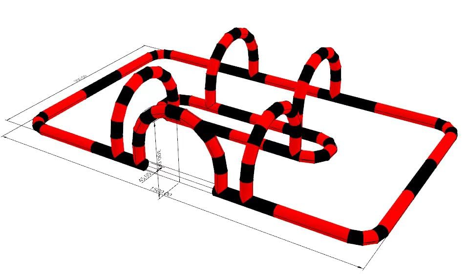Alessia Cara Outdoor Giant Inflatable Air Track Inflatable go Kart Inflatable Race Track Inflatable Bumper car Race Track（50ftx30ft,with Blower）, Red+black, funny24031701
