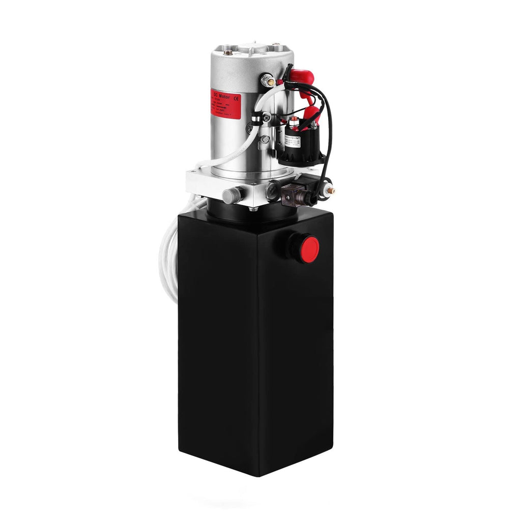 DOLUNTO 12V 4/6/8/10 Quart Iron Single Acting Hydraulic Pump Dump Trailer Lifting(8 Quarts)