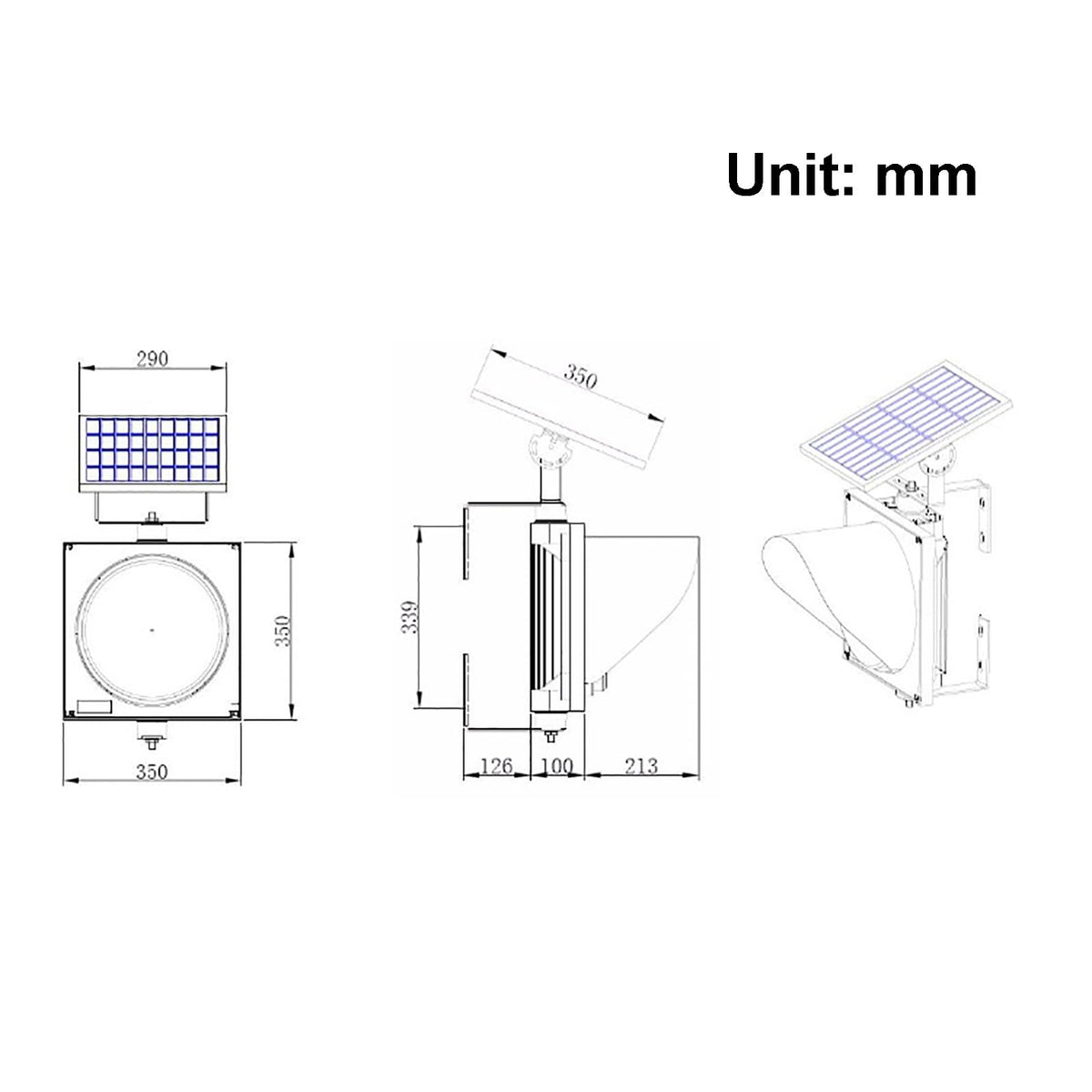 Industrial Solar Traffic Stop Light 1 Light X/Arrow, Red/Green Stop and Go Light with Remote Control, Industrial Signal Light with Solar Panel, for Intersections, Roads,