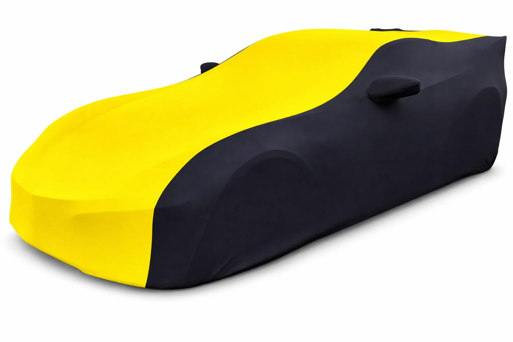 SR1 Performance USA C8 Corvette Indoor Car Cover – Custom Fit Stretch Satin Ultraguard, Soft Paint Protection Against Dust & Scratches for 2020–2026 Stingray, Z51, Z06, E-Ray (Gray/Black)