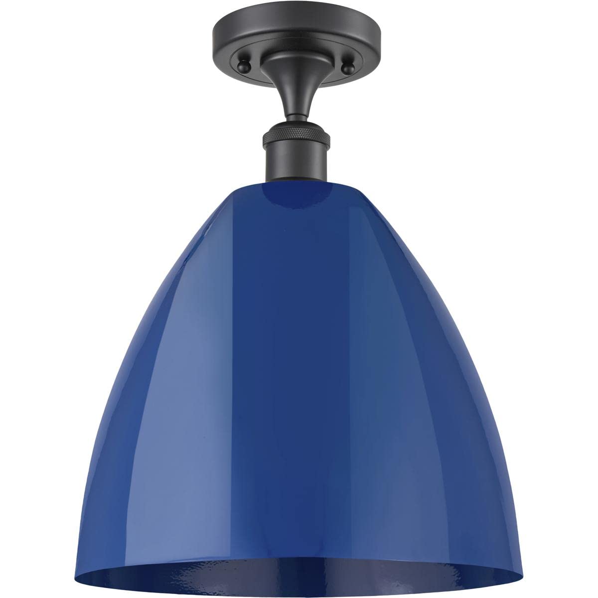 Innovations Lighting 516-1C-BB-MBD-12-GR Plymouth Dome - 1 Light Semi-Flush Mount in Industrial Style-14.75 Inches Tall and 12 Inches Wide, Finish Color: Brushed Brass, Shade Color: Green