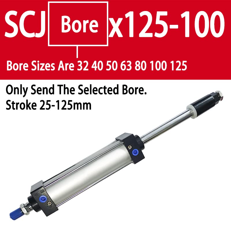 SCJ50 SCJ63 mm bore Adjustable Stroke Aluminum Alloy Double Acting Piston Tool Standard air Cylinder(Stroke 125-100mm,Bore 50mm)