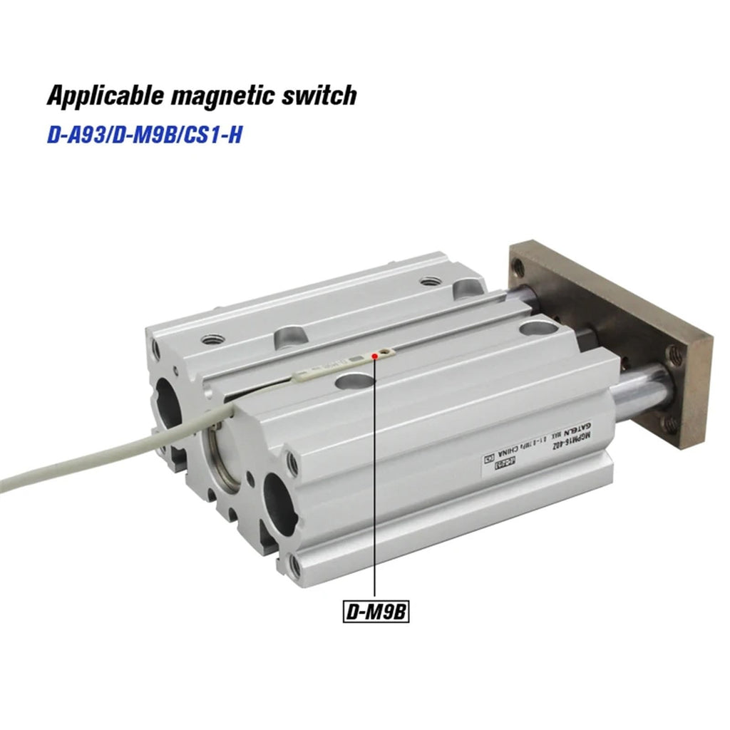 MGPM20 MGPL 20 Compact Guide Cylinder Thin Three axis air Pneumatic Cylinder with Guide Rod bore 20mm Stroke 20-200mm(200mm Stroke,MGPL20)