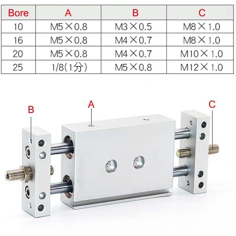 STMB10/16/20/25 Pneumatic Cylinder Double Axis Double Rod Adjustable Stroke Small Pneumatic Slide 10/16/20/25 Bore 25/50/75/100/125/150/175 Stroke(150mm Stroke,Bore 20mm)
