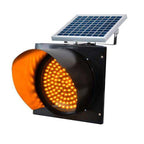 Solar Traffic Signals Signs Lights, LED Traffic Light, Yellow Traffic Warning Light, Flashing Light, Industrial LED Traffic Stop Light with Solar Panel, for Intersections, Roads, Toll Booths, Curves(4