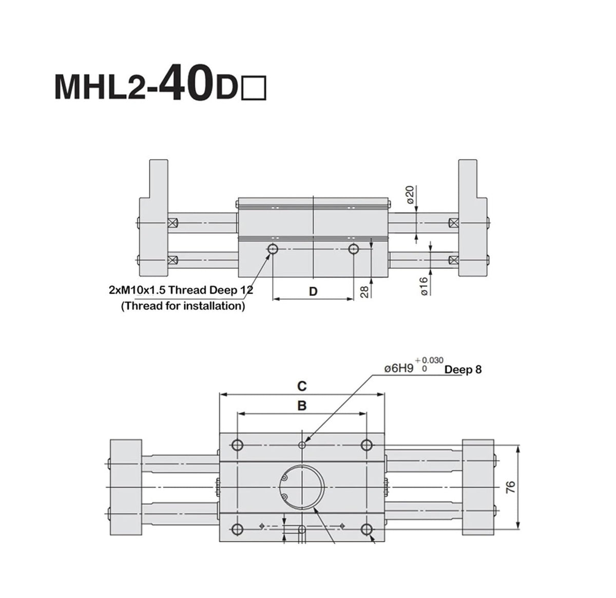Double Acting Pneumatic Gripper Wide Type Air Gripper Parallel Cylinder MHL2-20D MHL2-20D1 MHL2-20D2 Aluminium Clamps(MHL2-25D)