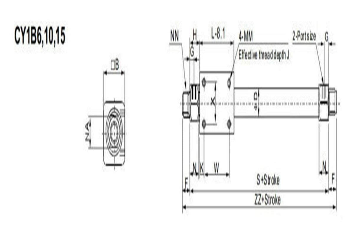 CY1B25*1-100 Rodless Pneumatic Cylinder Stainless Steel Cylinder CY1B/CY3B
