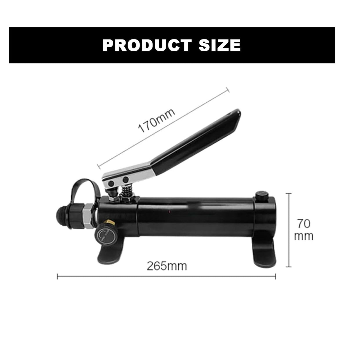 Manual Hydraulic Pump,10000PSI Hand Lifting Pump With 70cm Hose And ZG3/8 Thread, Max 700kg/㎝² High Pressure, 175cc Oil Content, Aluminum Pump Body for Hydraulic Tools standard standard+gauge