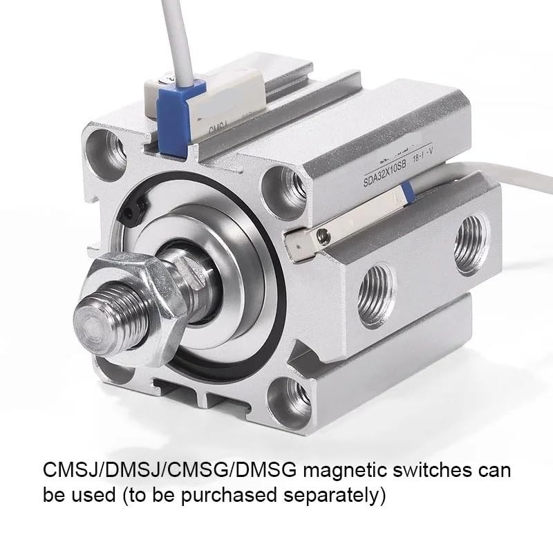 SDA Pneumatic Compact Cylinder, External Thread Stroke 5 to 100mm, with Magnet(Stroke 40mm -SB,Bore 40mm)