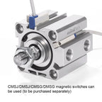 SDA Pneumatic Compact Cylinder, External Thread Stroke 5 to 100mm, with Magnet(Stroke 40mm -SB,Bore 40mm)