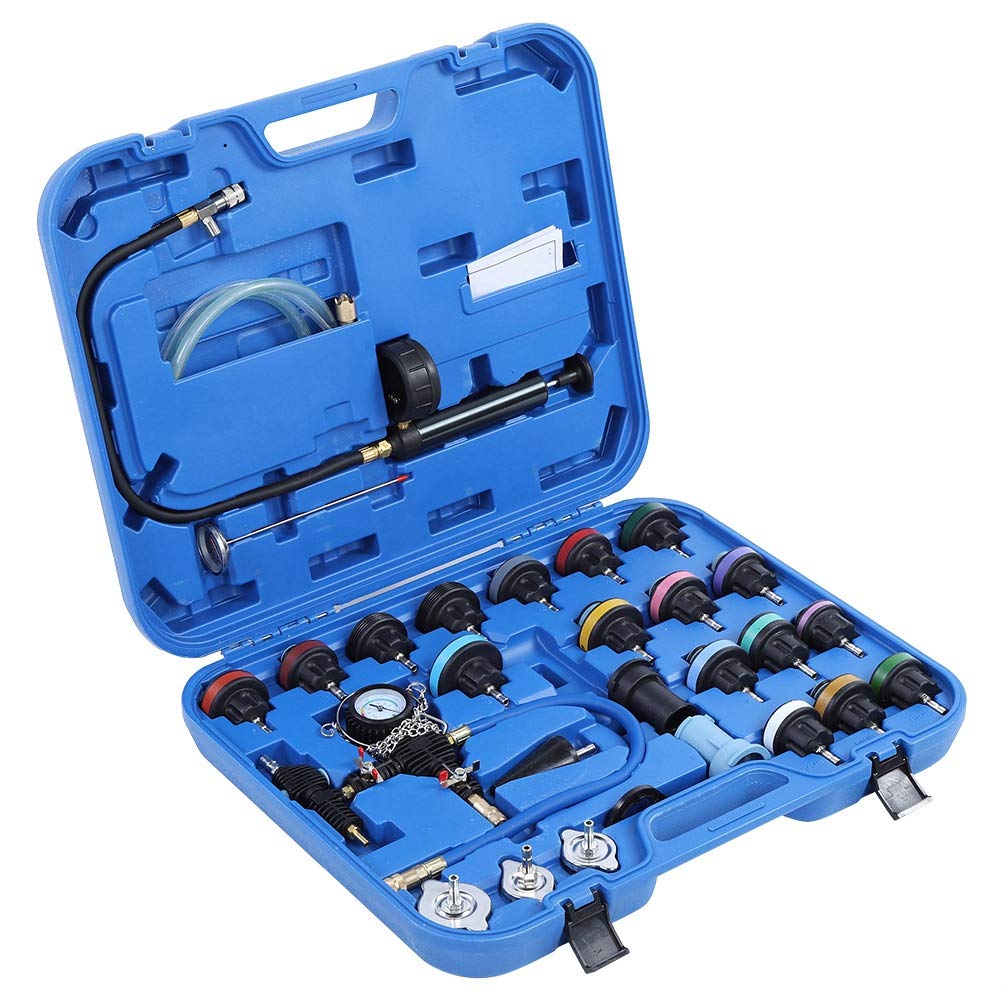28pcs Universal car Water Tank Leak Tester Cooling System Detector Tool kit Strong Enough Cooling System Tester coolant Pressure Tester Tank Leak Detector for Variety Vehicle Model