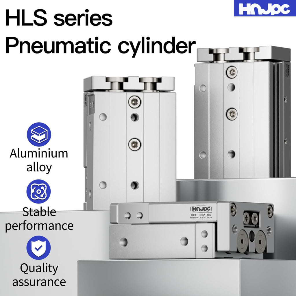 Slide Guide Rail Pneumatic Cylinder, 1 inch (25mm) Bore 6 inch (150mm) Stroke with Magnetic, Mini High Precision Guided Air Cylinder for Automation (HLS25-150)